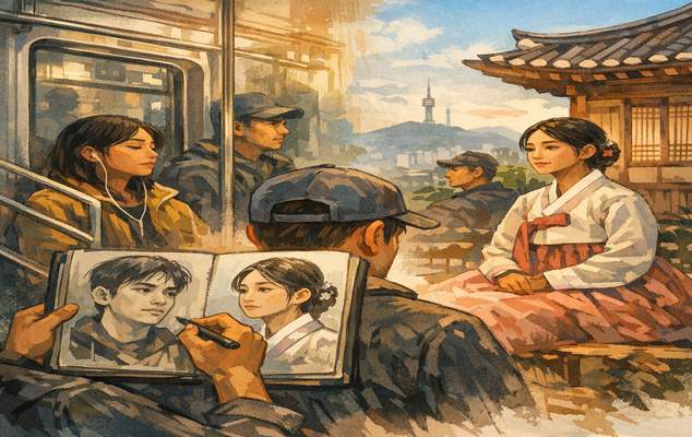 브롱크스 지하철에서 서울의 한옥까지: 데본 로드리게스의 초상화는 낯선 사람들을 이야기로 담아낸다