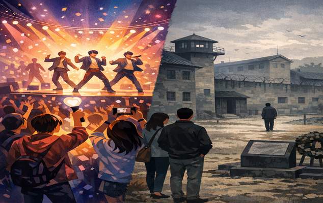 K-팝은 많은 관중을 끌어모으지만, 한국의 어두운 역사는 그 뒤를 따르기가 힘겨워