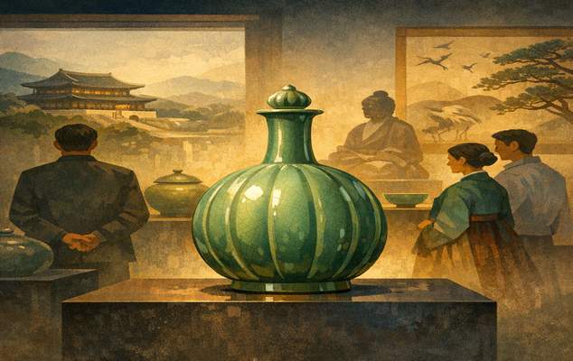 한국 고려 시대의 걸작: 멜론 모양 청자 병