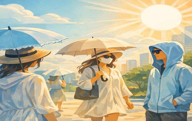 한국인들의 더위 대비: 여름이 더워질수록 양산과 긴 소매 옷 착용이 급증